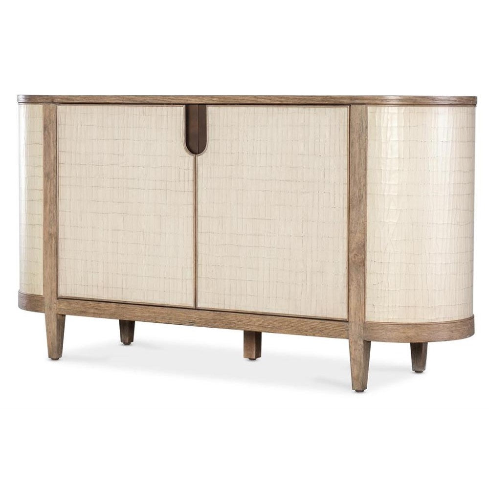 Two-Tone Neutral Curved Sideboard Credenza 64 inch