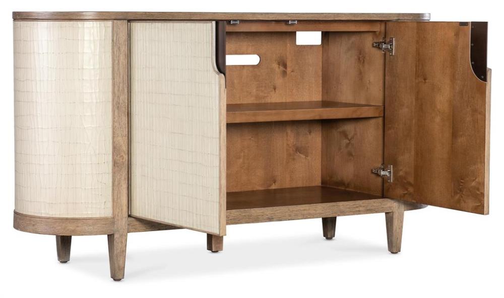 Two-Tone Neutral Curved Sideboard Credenza 64 inch