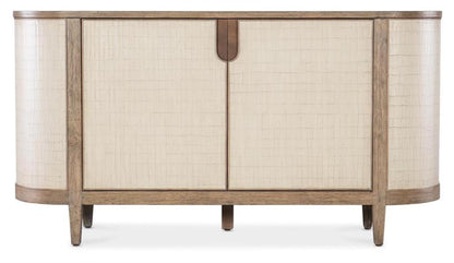 Two-Tone Neutral Curved Sideboard Credenza 64 inch