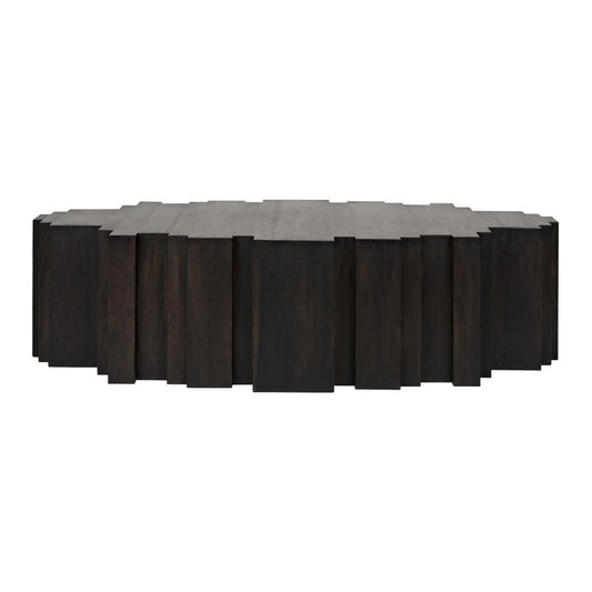 Walnut Wood Coffee Table with Ebony Black Finish 70 inch