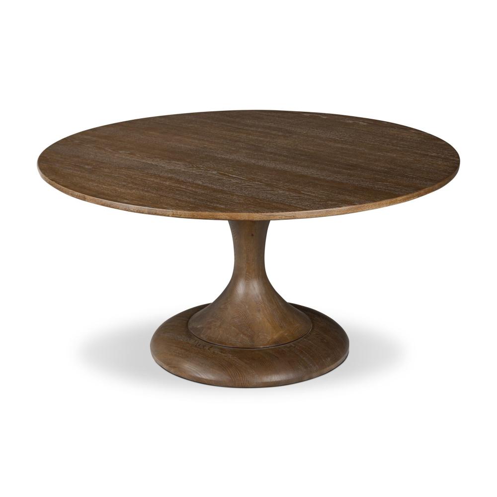 Warm Brown Solid Oak Wood Traditional Tulip Pedestal Round Dining Table 60 inch