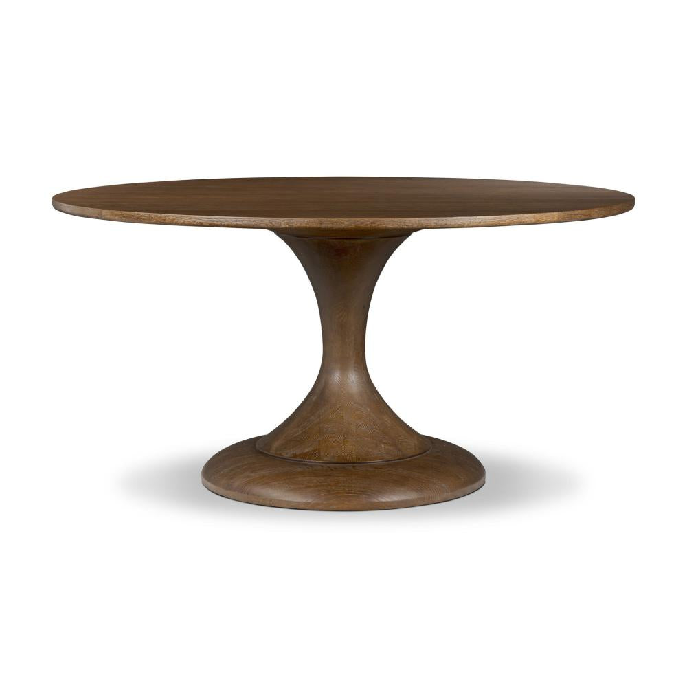 Warm Brown Solid Oak Wood Traditional Tulip Pedestal Round Dining Table 60 inch