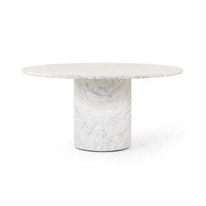 White Carrera Marble Round Dining Table Pedestal Column Base 60 inch