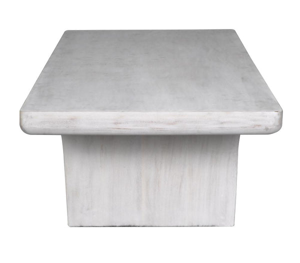 White Wash Mahogany Wood Rectangle Coffee Table 68 inch