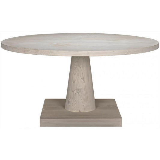 White Wash Reclaimed Lumber Round Pedestal Dining Table 60 inch