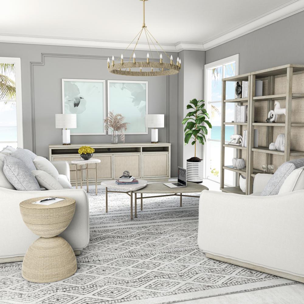 Wood & Terrazzo Stone Nesting Coffee Table Set Bronze Metal Base (Set of 2)