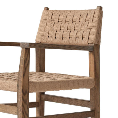 Woven Cord Rush Back Armchair Dining Chair Solid Oak Wood