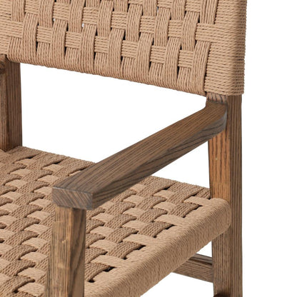 Woven Cord Rush Back Armchair Dining Chair Solid Oak Wood