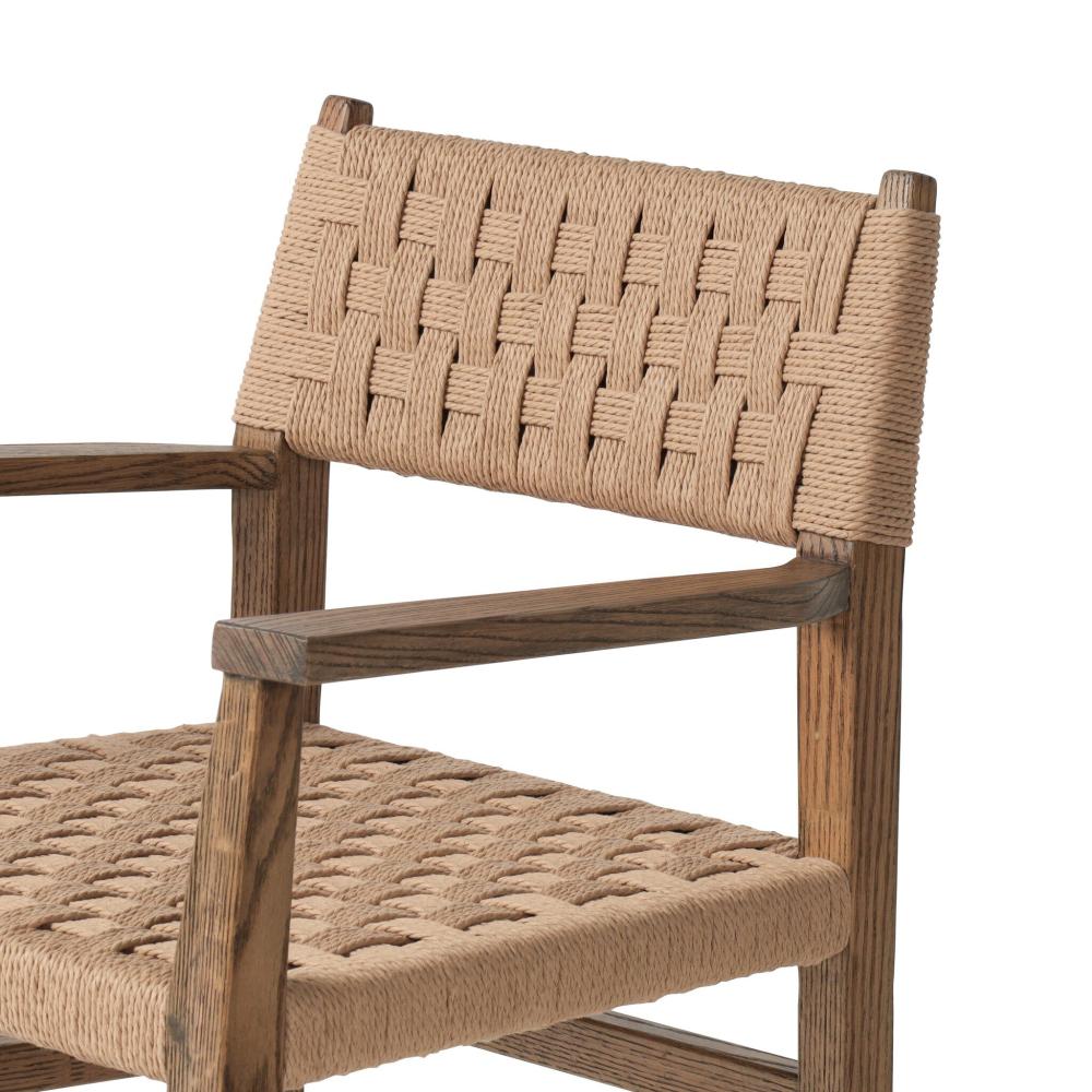 Woven Cord Rush Back Armchair Dining Chair Solid Oak Wood