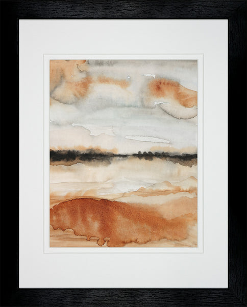 Desert Blooms Abstract Landscape Rust Browns - Framed Watercolor Art Print