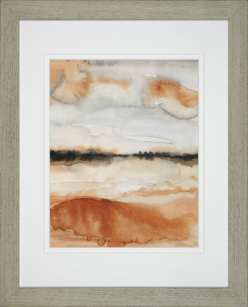 Desert Blooms Abstract Landscape Rust Browns - Framed Watercolor Art Print
