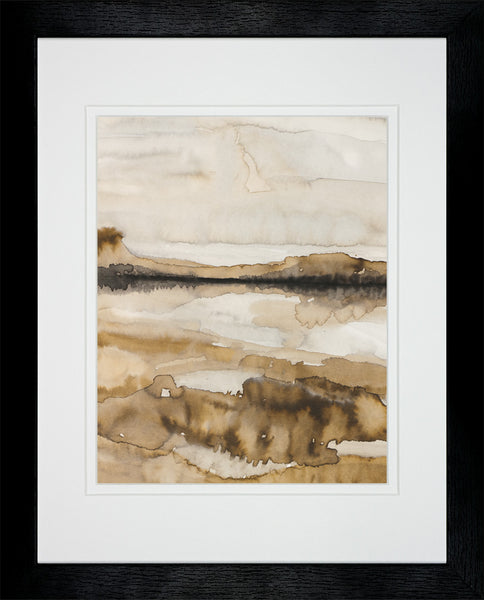 Desert Bluffs Abstract Landscape Neutral Browns - Framed Watercolor Art Print