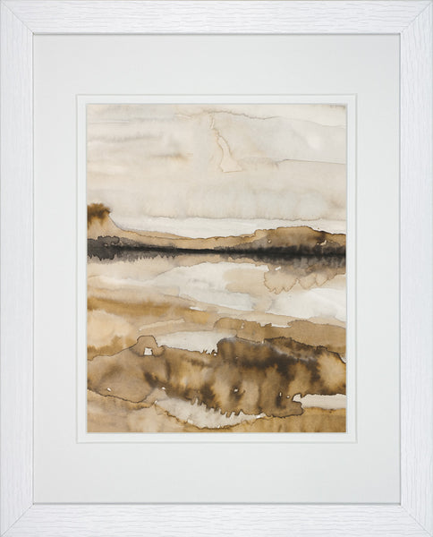 Desert Bluffs Abstract Landscape Neutral Browns - Framed Watercolor Art Print