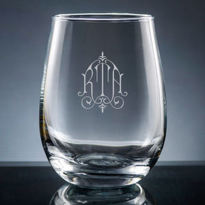 Fancy Monogram Stemless Wine Glasses (Set of 6)