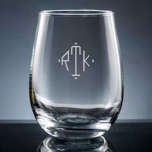 Diamond Monogram Stemless Wine Glasses (Set of 6)