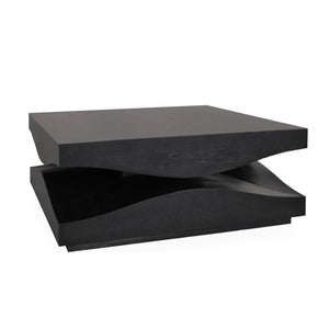 Wave Cocktail Coffee Table Ebony Oak Square 48 inch