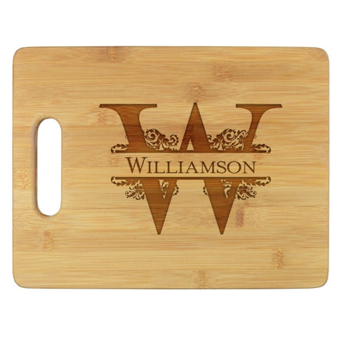 Scroll Initial Personalized Wood Serving Board