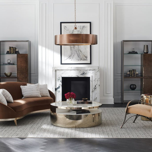 Warm Caramel & Bronze Living Room Look