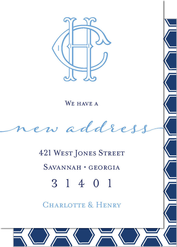 New Home Change of Address Moving Announcements Monogrammed
