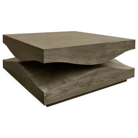 Wave Cocktail Coffee Table Smoke Gray Square 40"