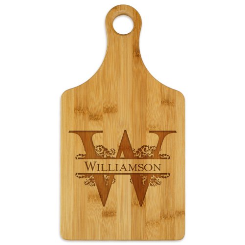 Flourish Initial Monogram Personalized Wood Serving Board