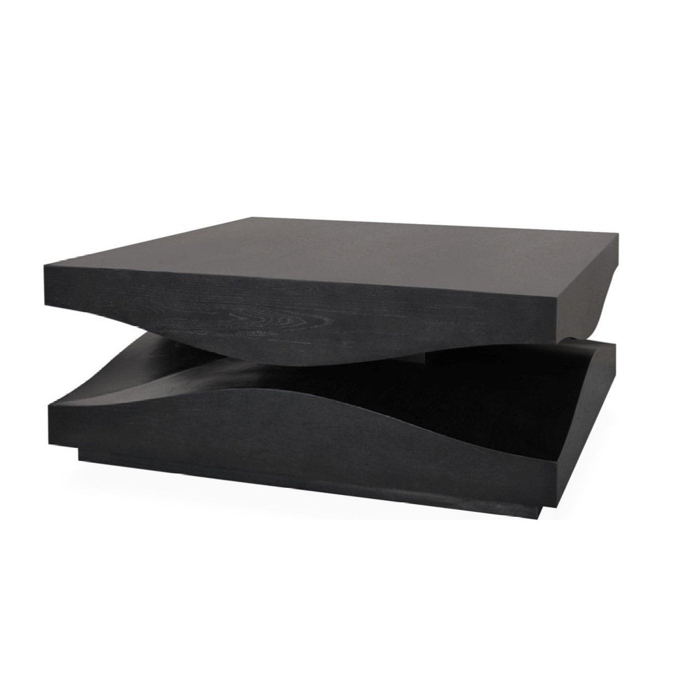 Wave Cocktail Coffee Table Ebony Oak Square 48 inch