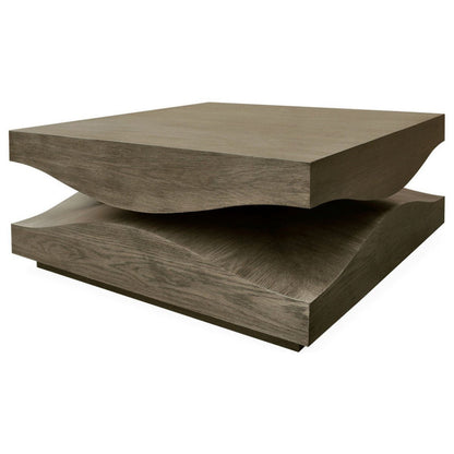 Wave Cocktail Coffee Table Smoke Gray Square 40 inch