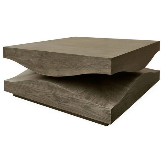 Wave Cocktail Coffee Table Smoke Gray Square 40 inch